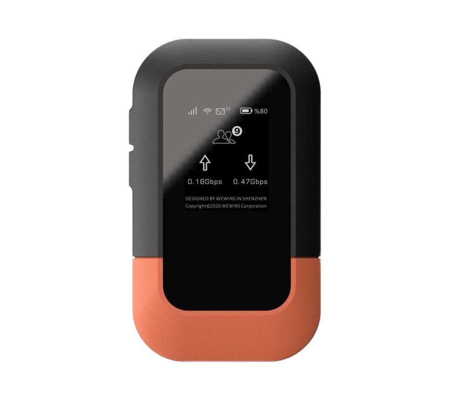 Front view of Wewins M47 4G LTE MiFi with Wi-Fi 6 support