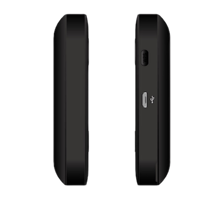 Wewins M25 compact 4G LTE hotspot side view with ports