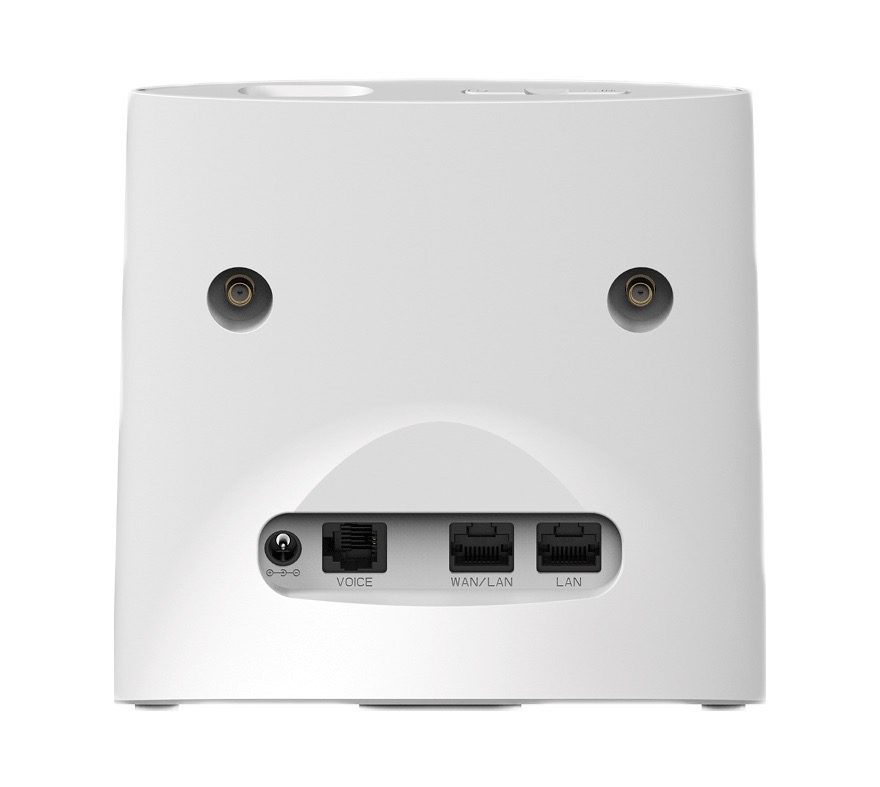 Back view of C210 router showing SIM slot and LAN ports