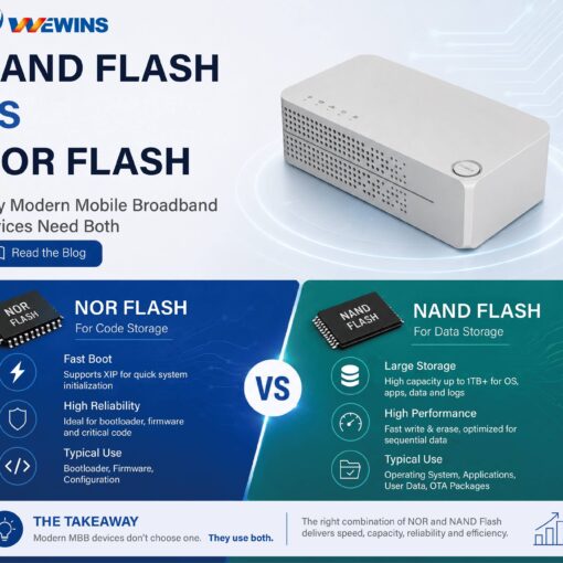 NAND Flash vs NOR Flash comparison for Mobile Broadband devices