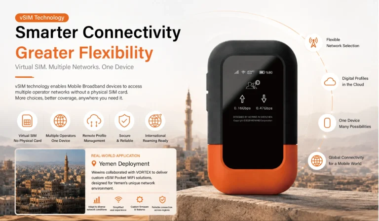 vSIM technology for Mobile Broadband with a Pocket WiFi device and Yemen deployment application