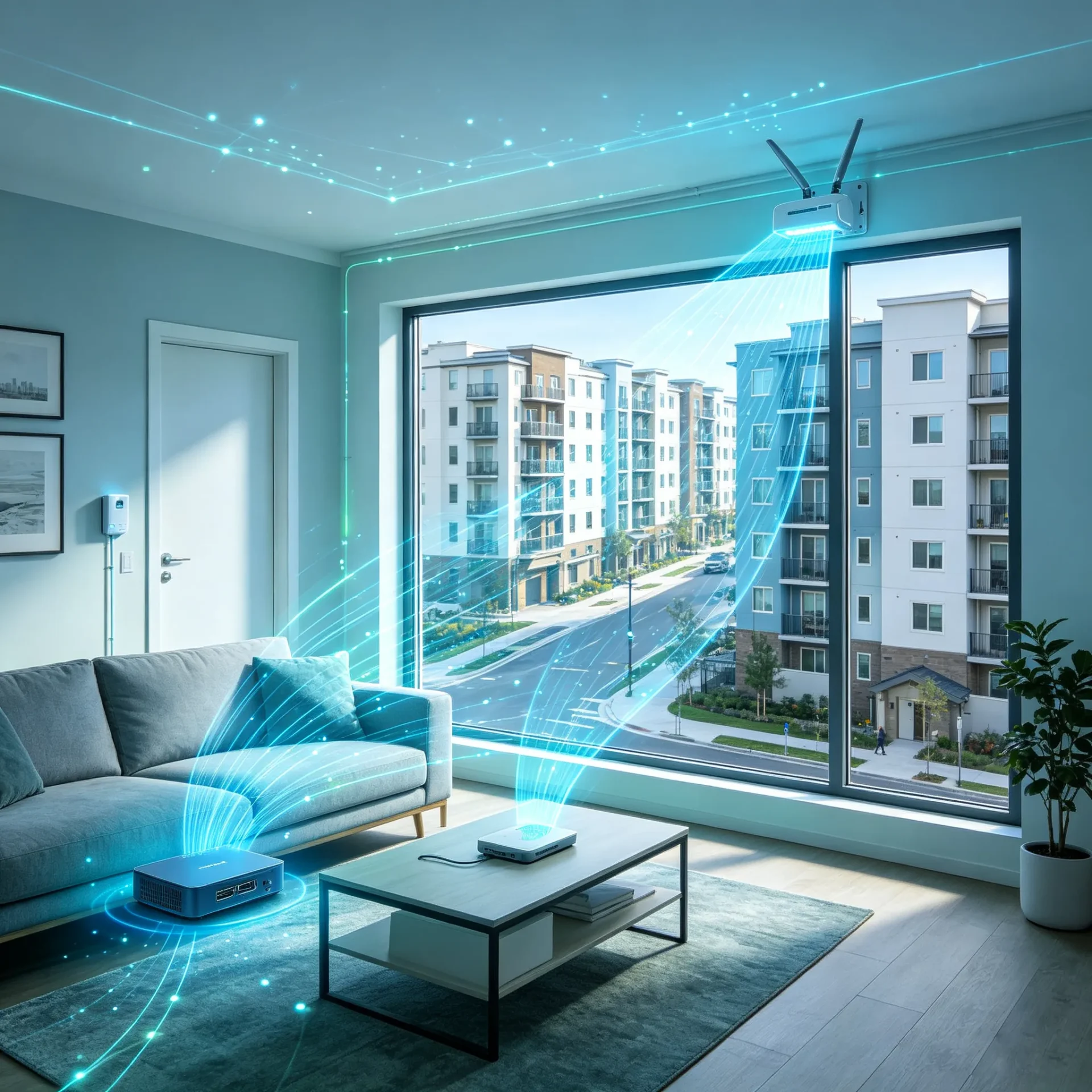 Fixed wireless home broadband for rental properties without extensive cabling